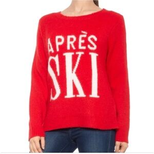 “Après” Red Ski Sweater | Soft Knit Pullover | Size S
